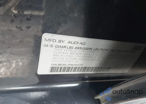 2015 Audi A4 2.0T Premium z USA, uszkodzony, nr VIN WAUBFAFL2FN040474